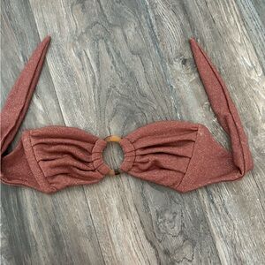 Montce Tori tie bandeau bikini top mauve sparkle size small